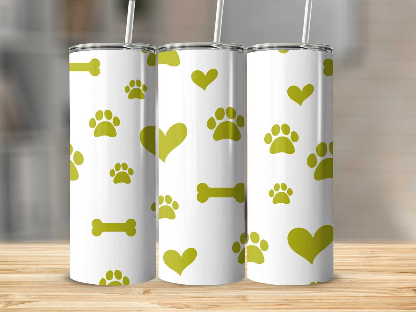 Paw Prints and Hearts Design Tumbler 20 oz Flask