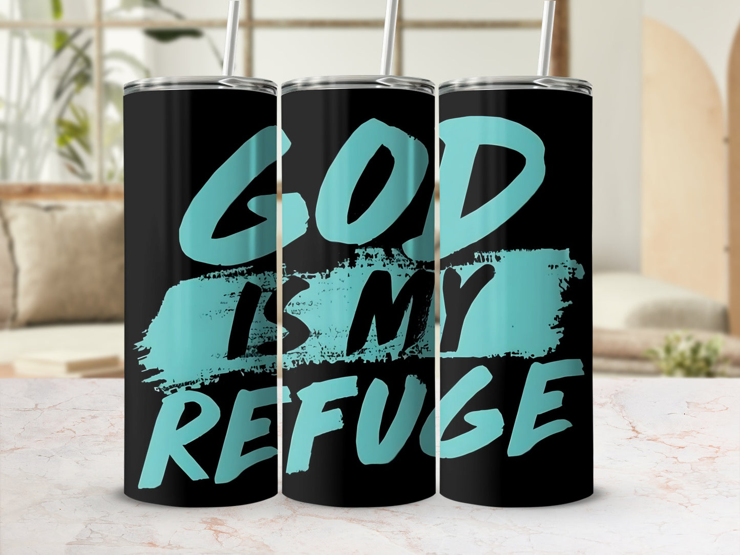 GOD IS MY REFUGE Inspirational Tumbler