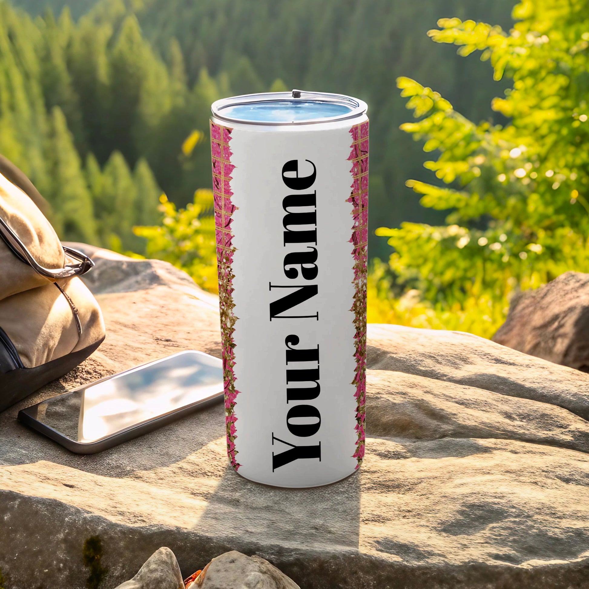 Personalized Your Name Tumbler with Floral Design