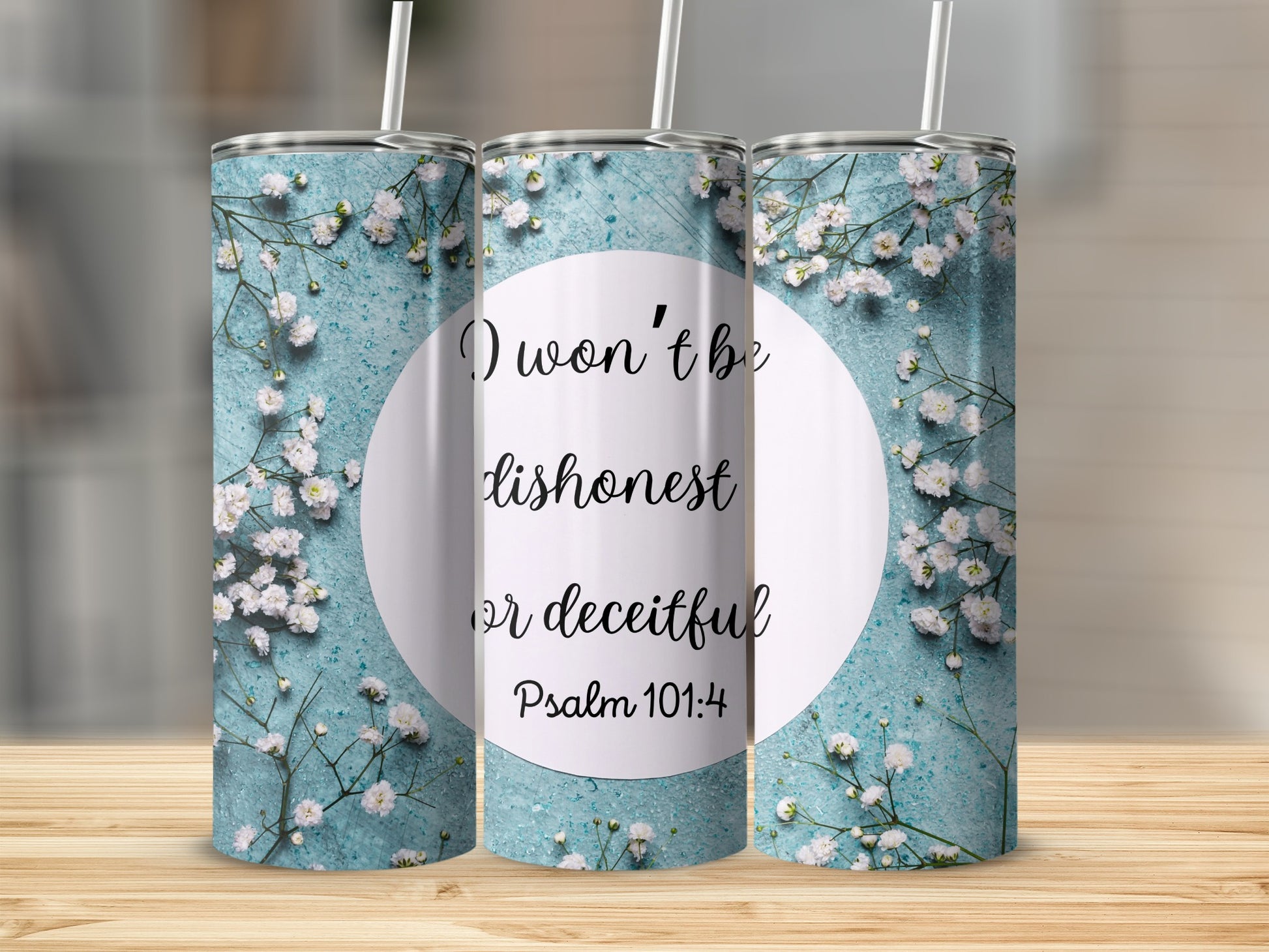 Floral Design Insulated Tumbler with Inspirational Quote