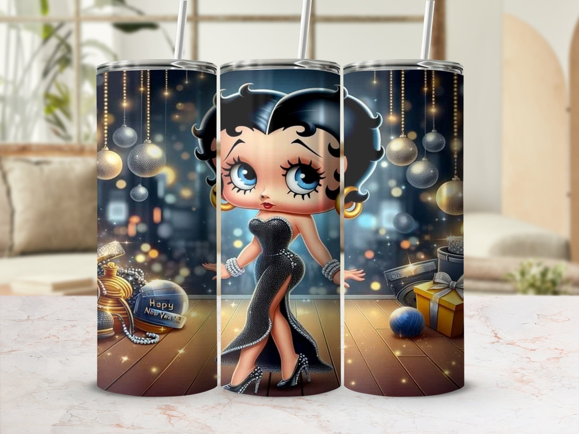 Elegant New Year Cartoon Character Party Tumbler Flask