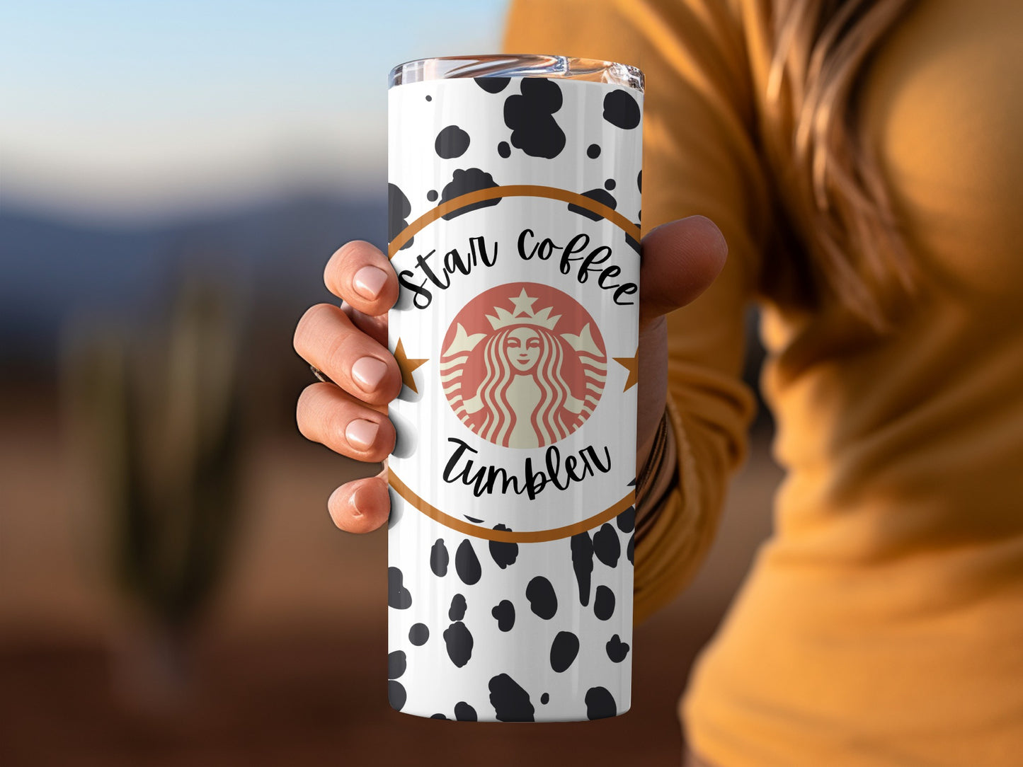 Star Coffee Tumbler with Beautiful Dot Pattern Design