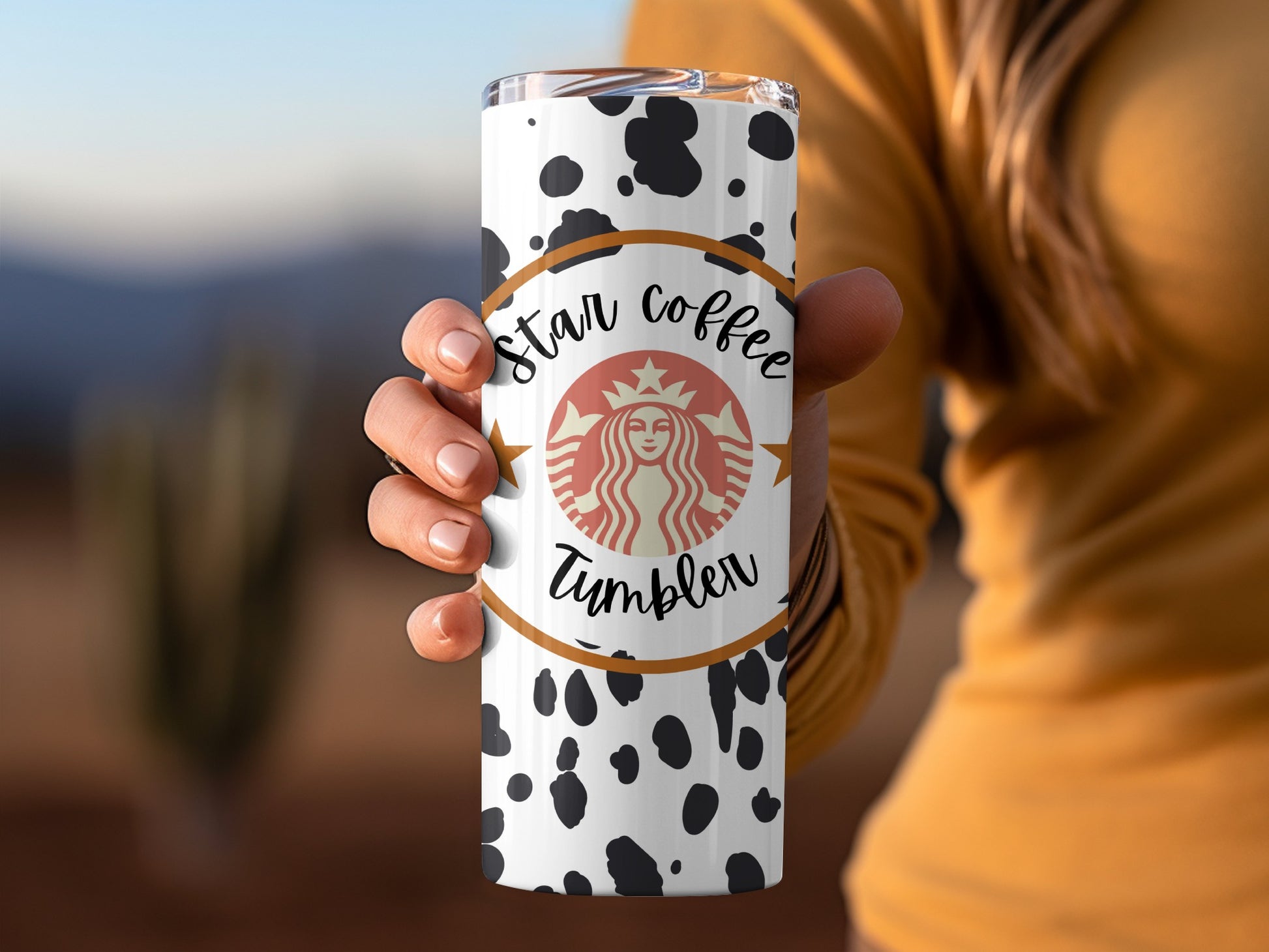 Star Coffee Tumbler with Beautiful Dot Pattern Design