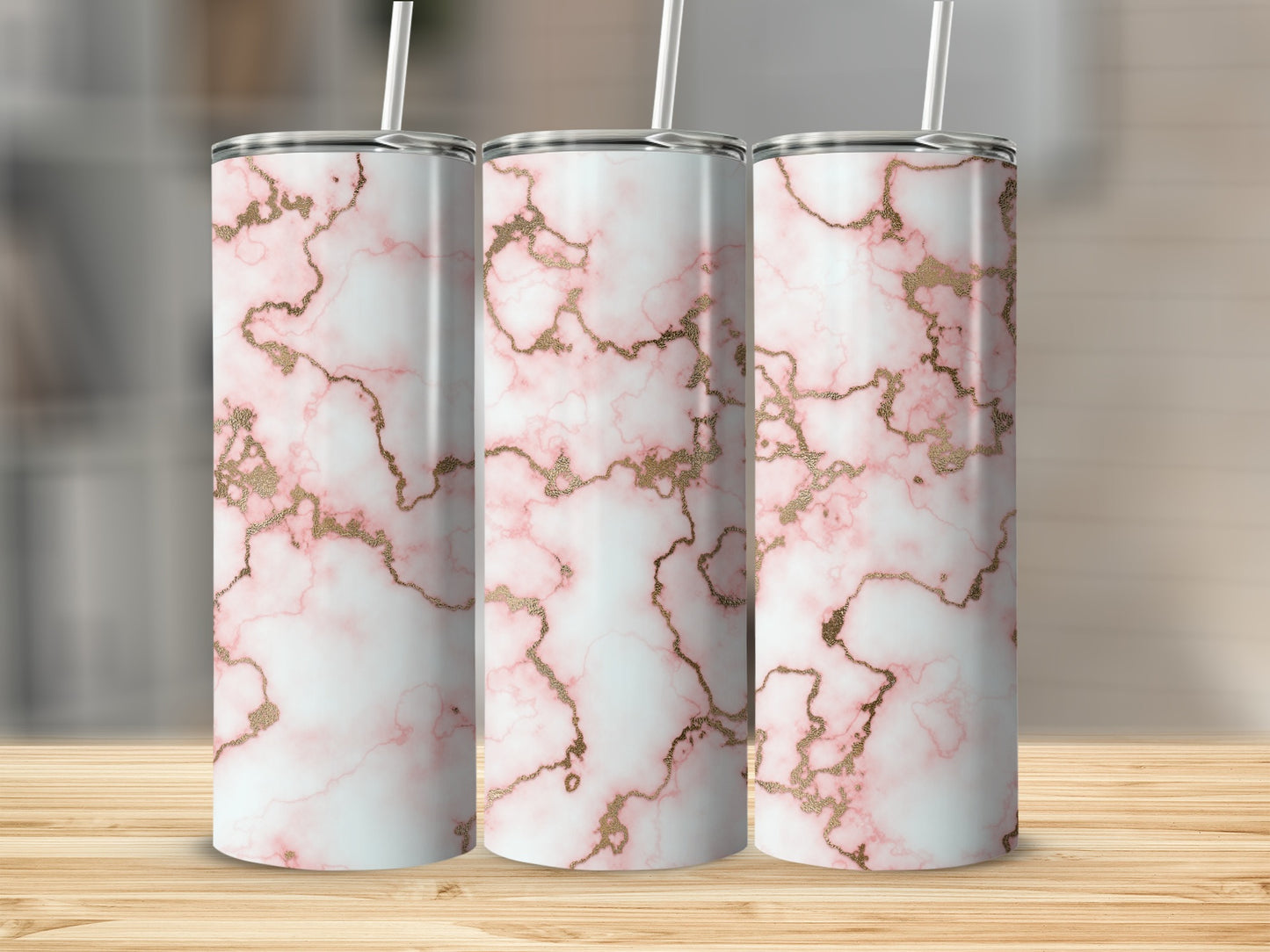 Rose Gold Veined Pink White Marble Design Great Tumblers