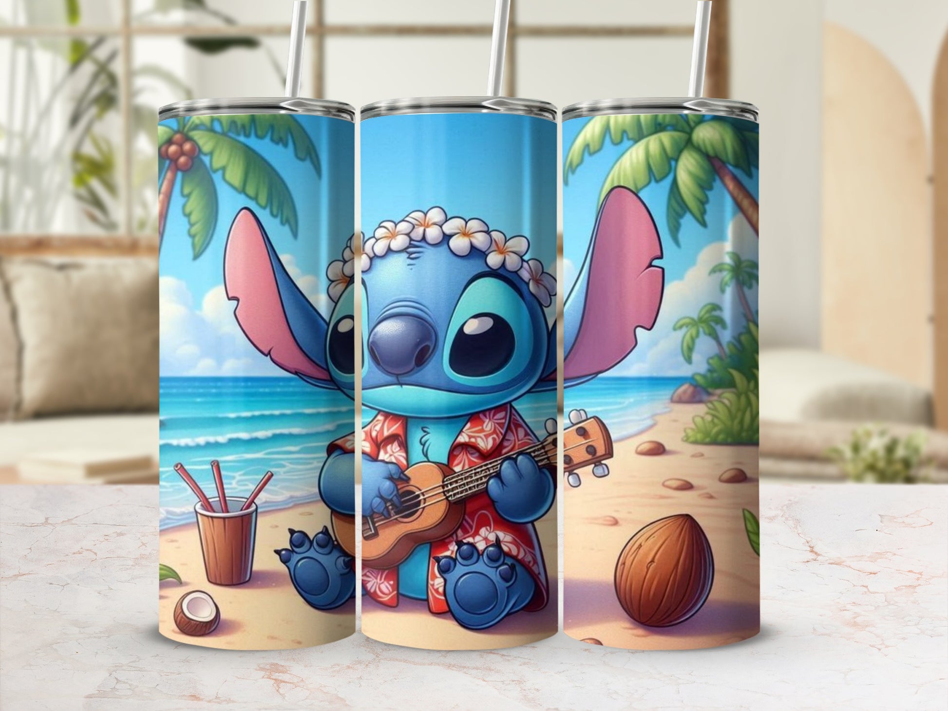 Cute Cartoon Character Beach Scene Tumbler Product