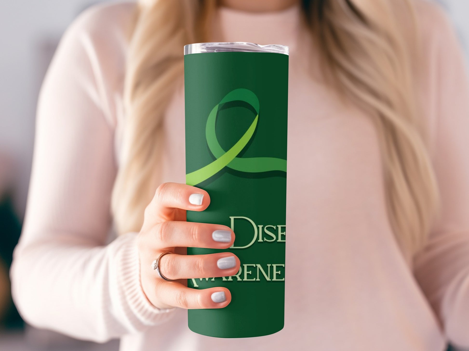 Green Disease Awareness Ribbon Tumbler Product