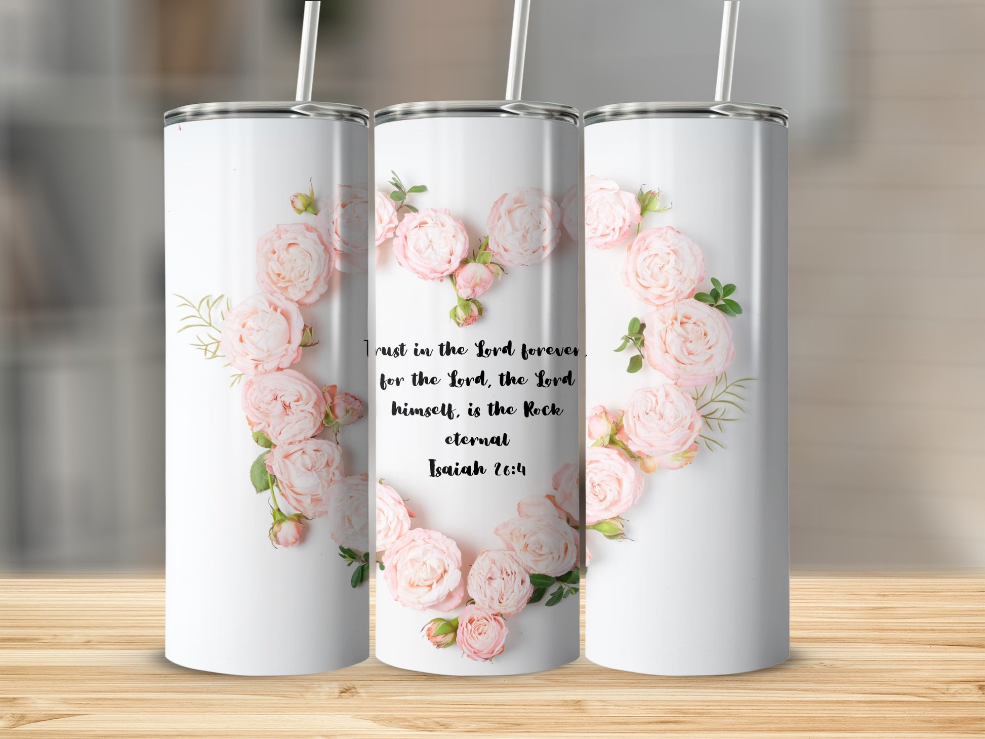Beautiful Floral Heart Tumbler with Inspirational Quote