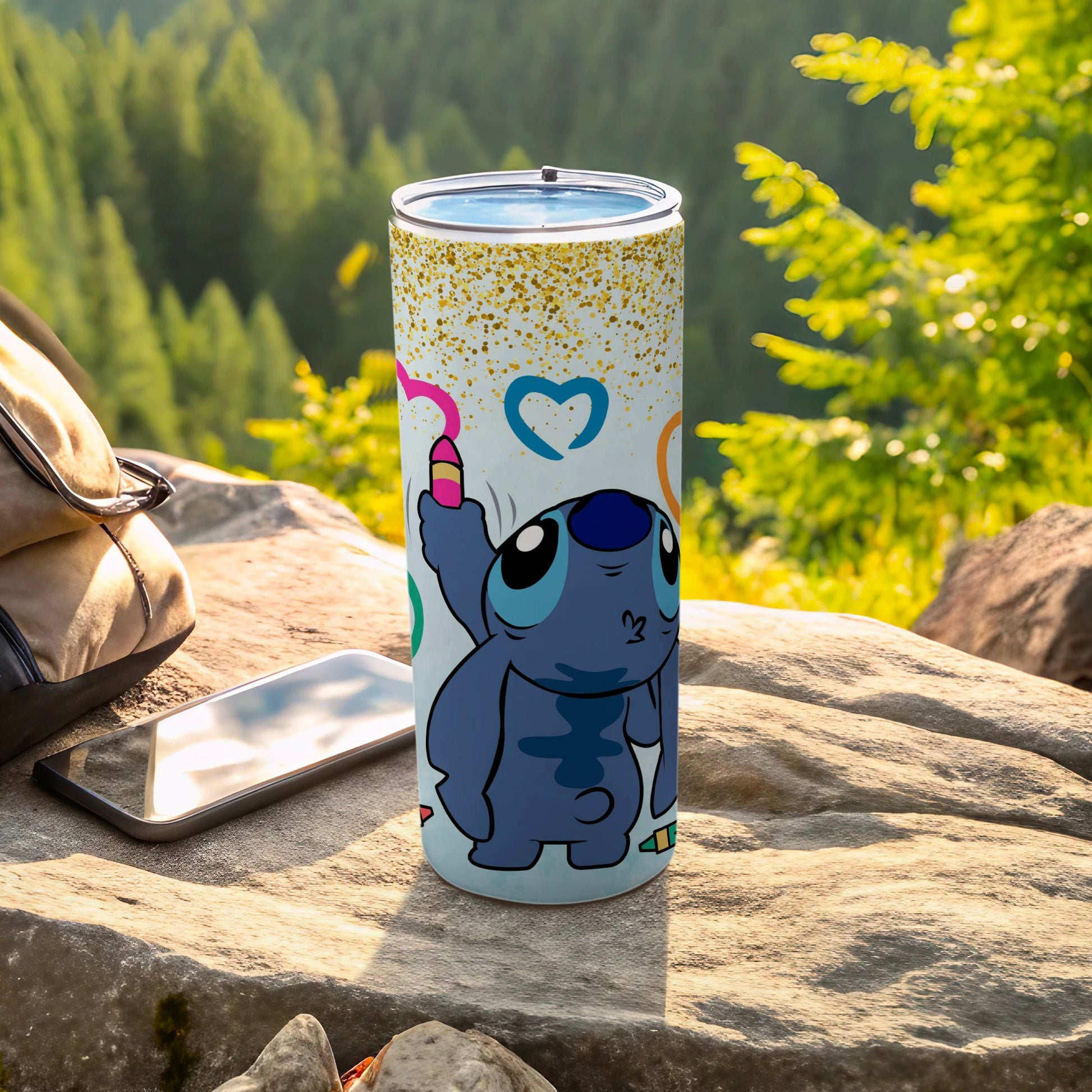 Cute Blue Character Insulated Tumbler for Outdoors