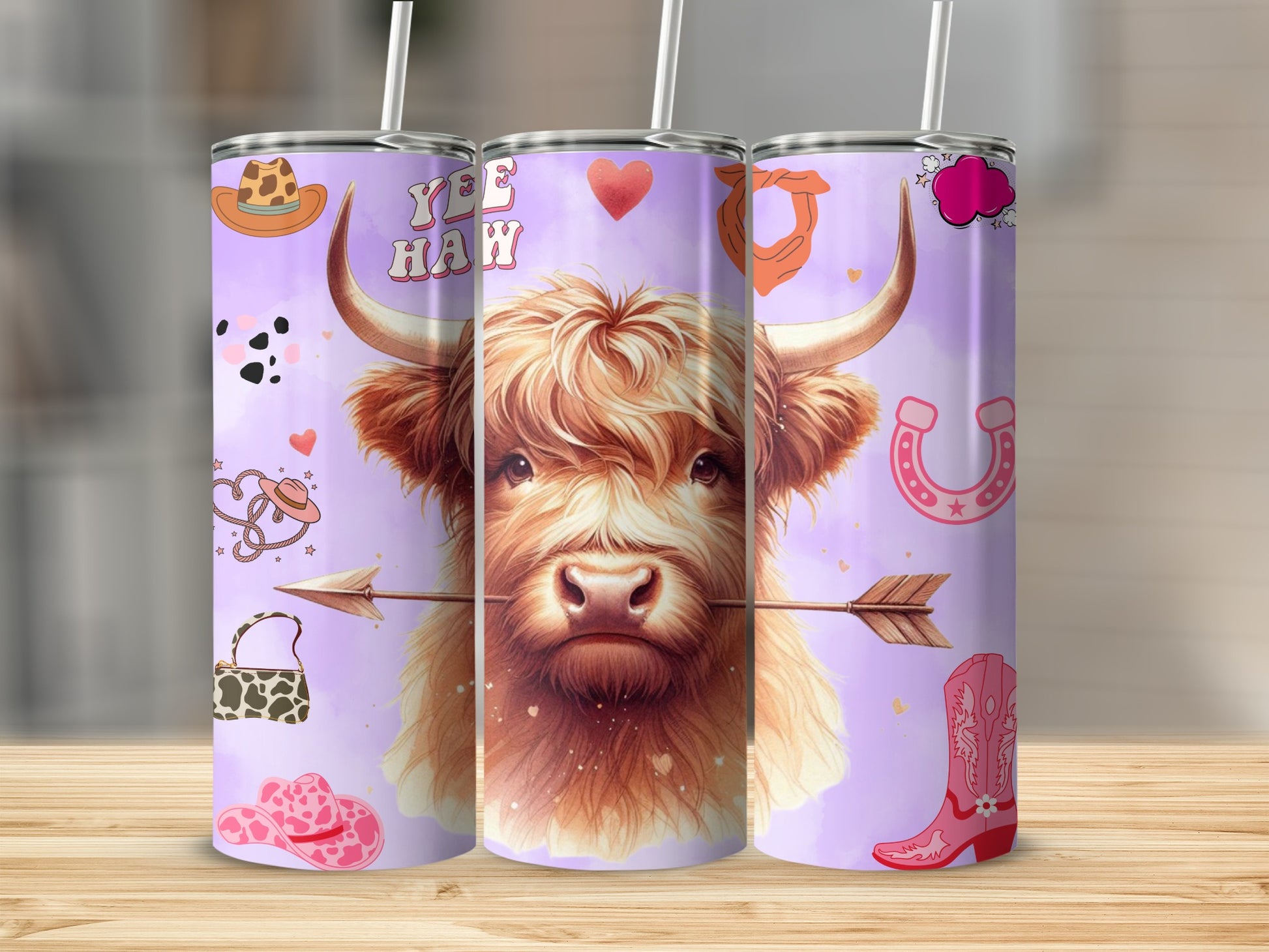 Cute Highland Cow Yee Haw Themed Tumbler  Product