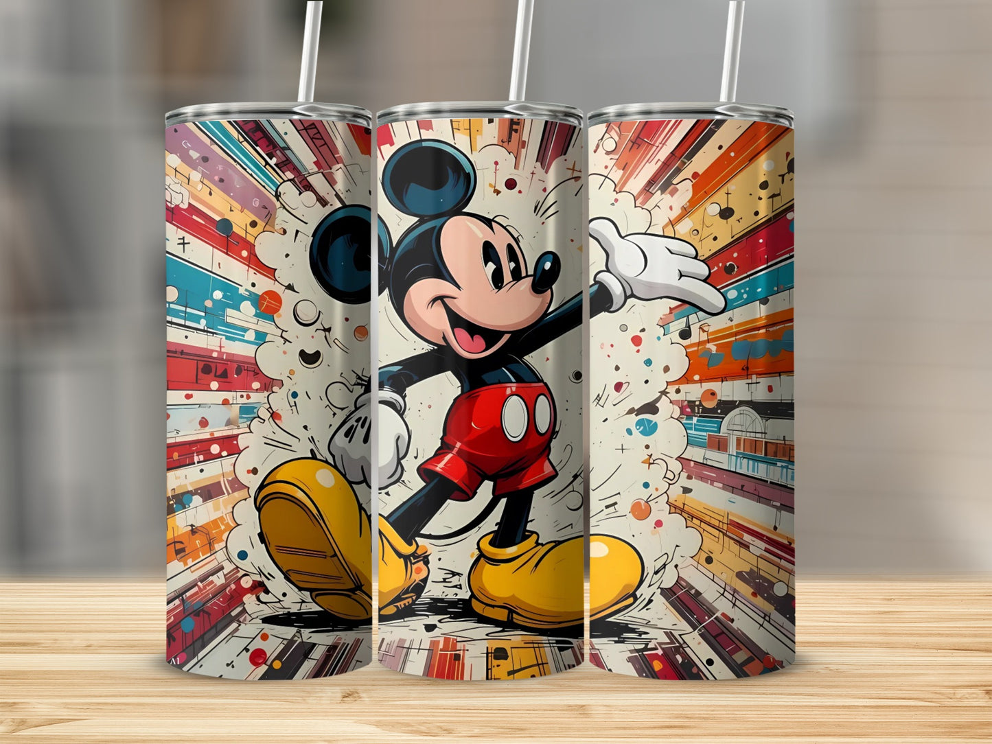 Colorful Mickey Mouse Striped Splatter Tumbler Product