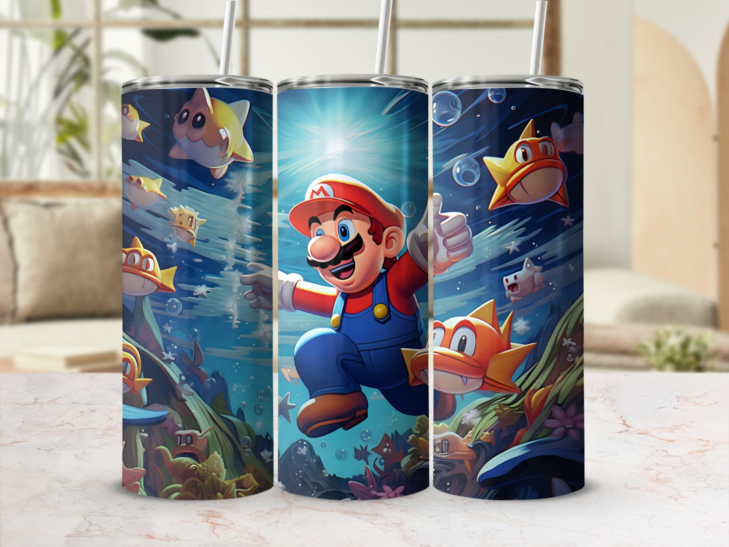 Mario Underwater Adventure Design Stainless Steel Tumbler