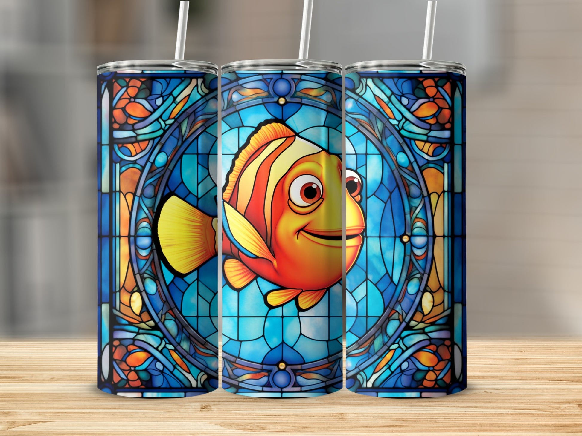 Vibrant Nemo Stained Glass Design Tumbler Product