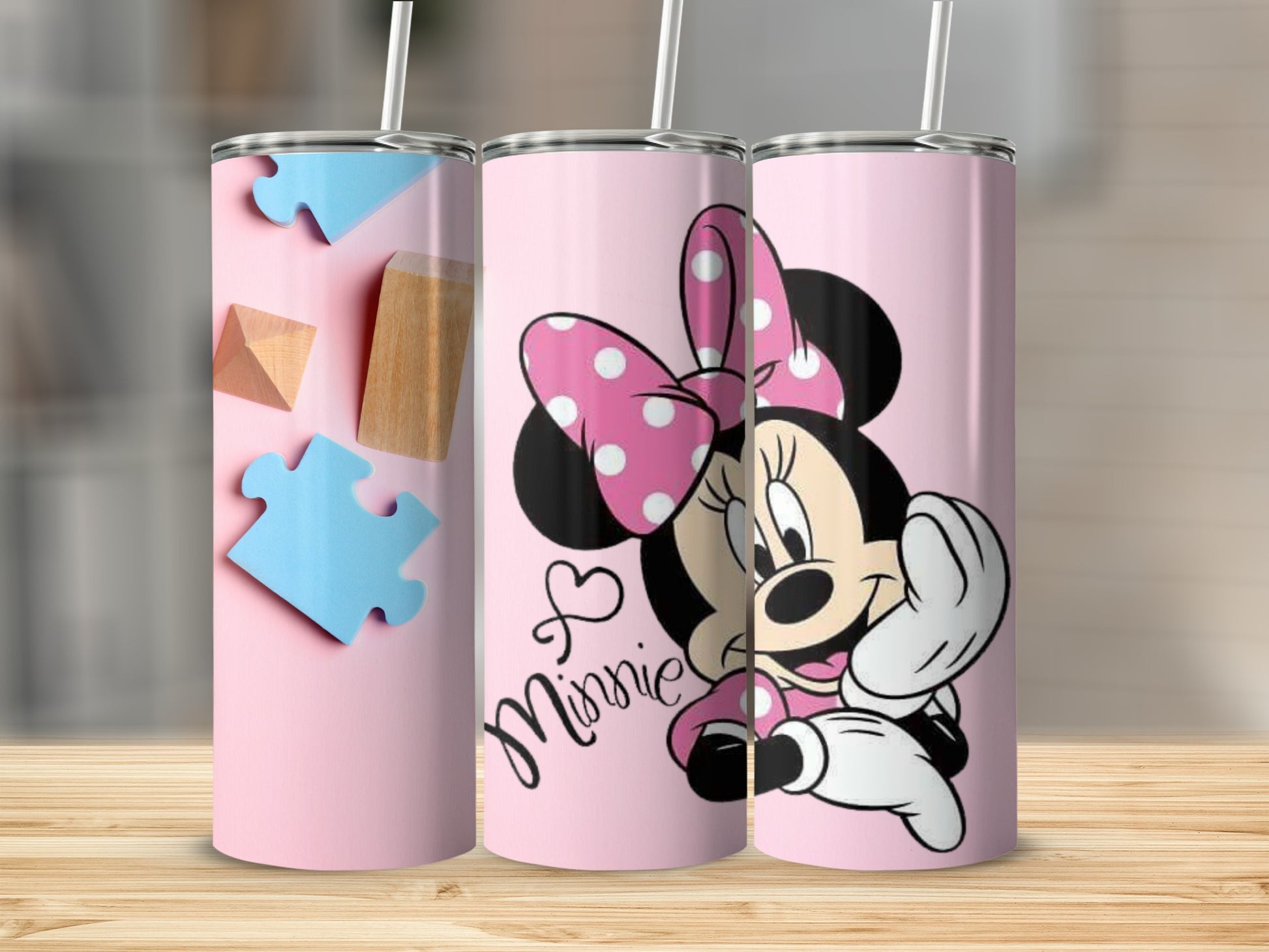 Cute Minnie Mouse Tumbler with Pink Bow Illustration