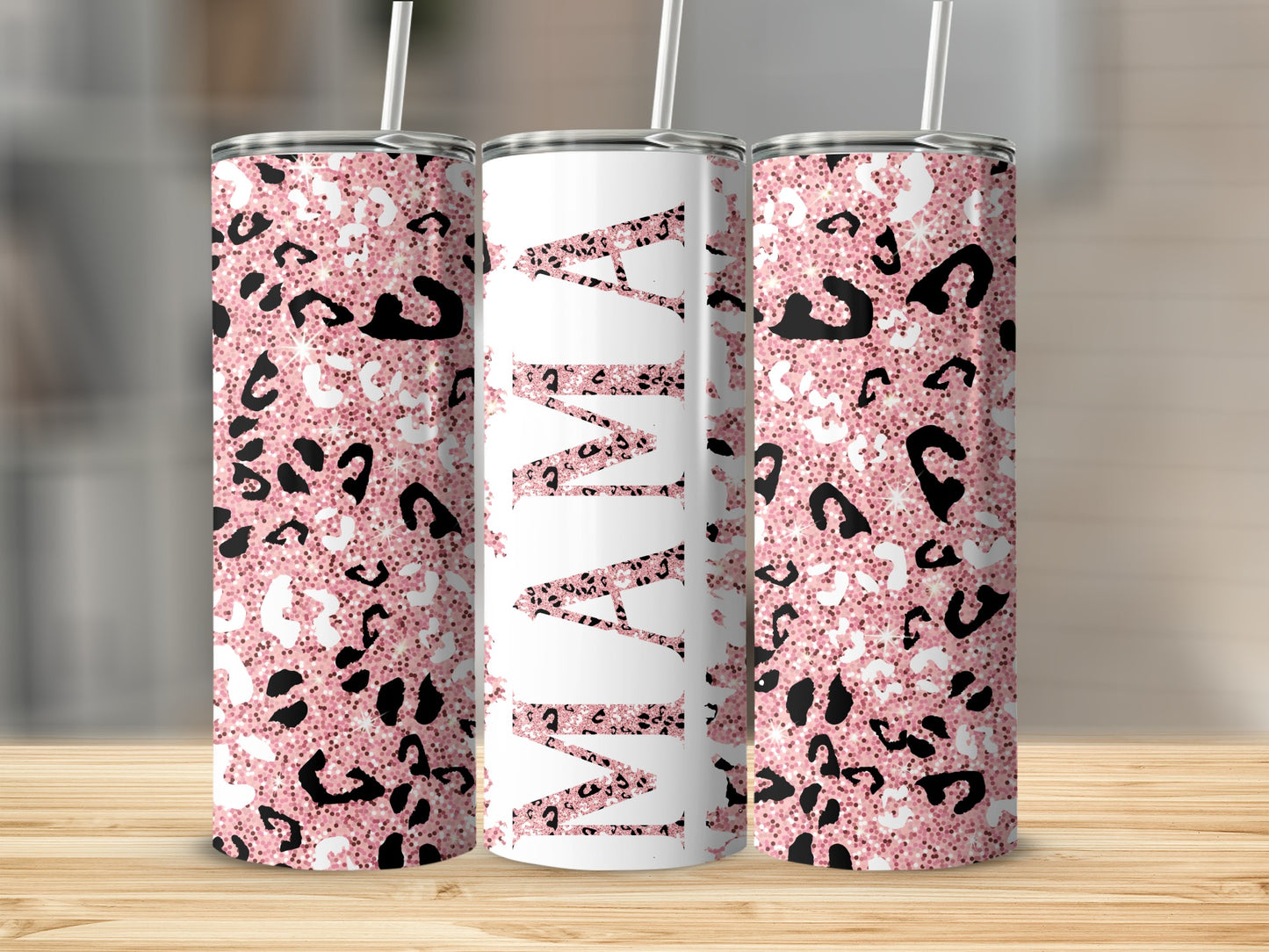Pink Leopard Print with MAMA Design Tumbler