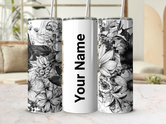Customizable Floral Design Your Name Tumbler