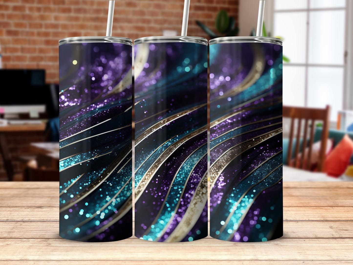 Dazzling Glitter Swirls Purple Teal Gold Product Type