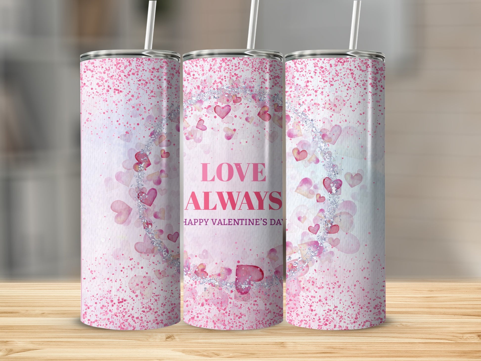Love Always Happy Valentine's Day Personalized Tumbler