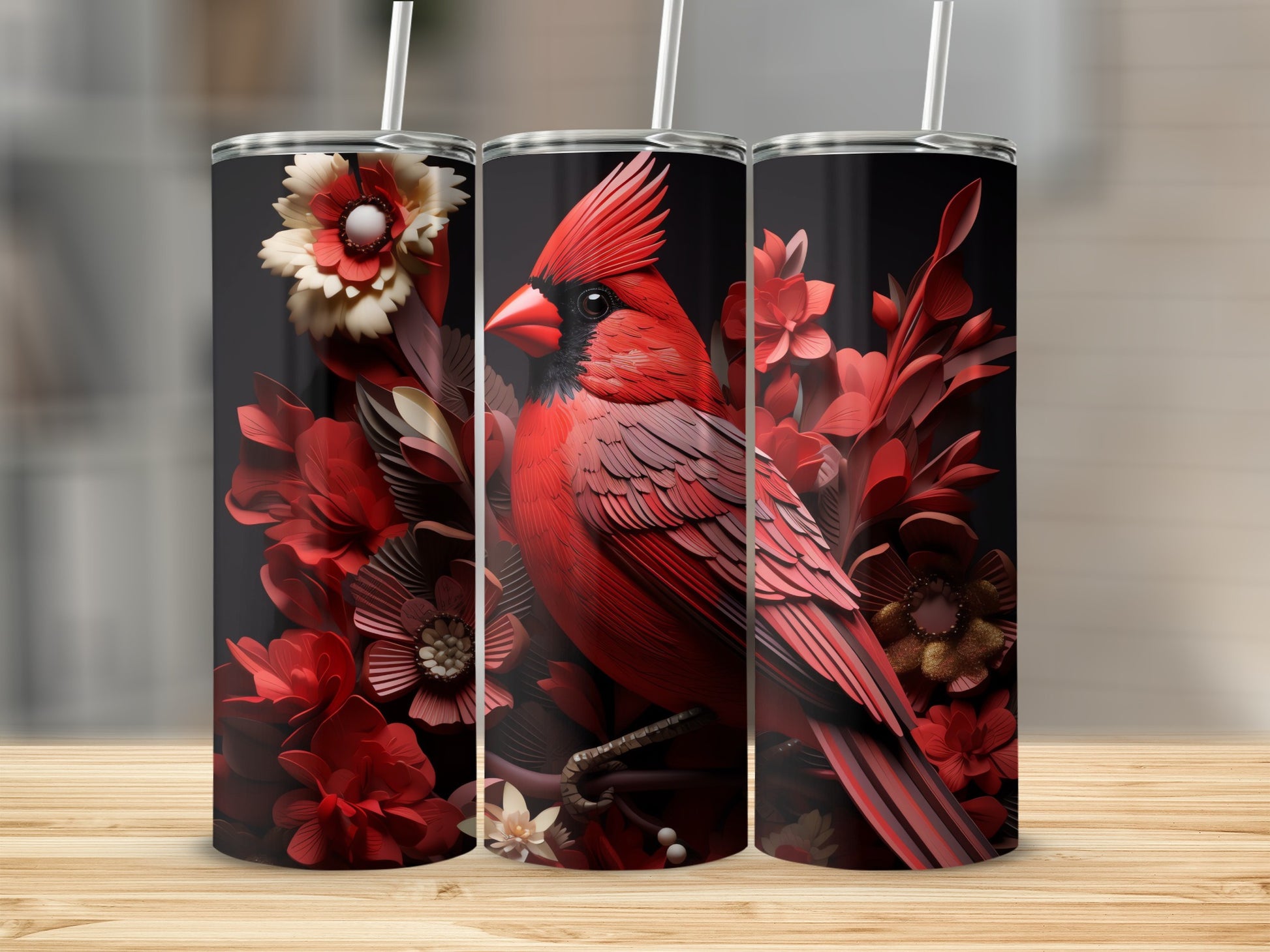 Red Cardinal Bird Flower Art Design Drinkware product type
