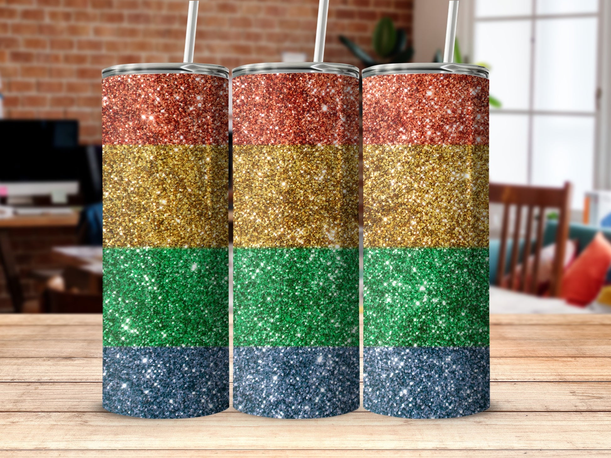 Glittery Striped Custom Tumbler for Stylish Hydration