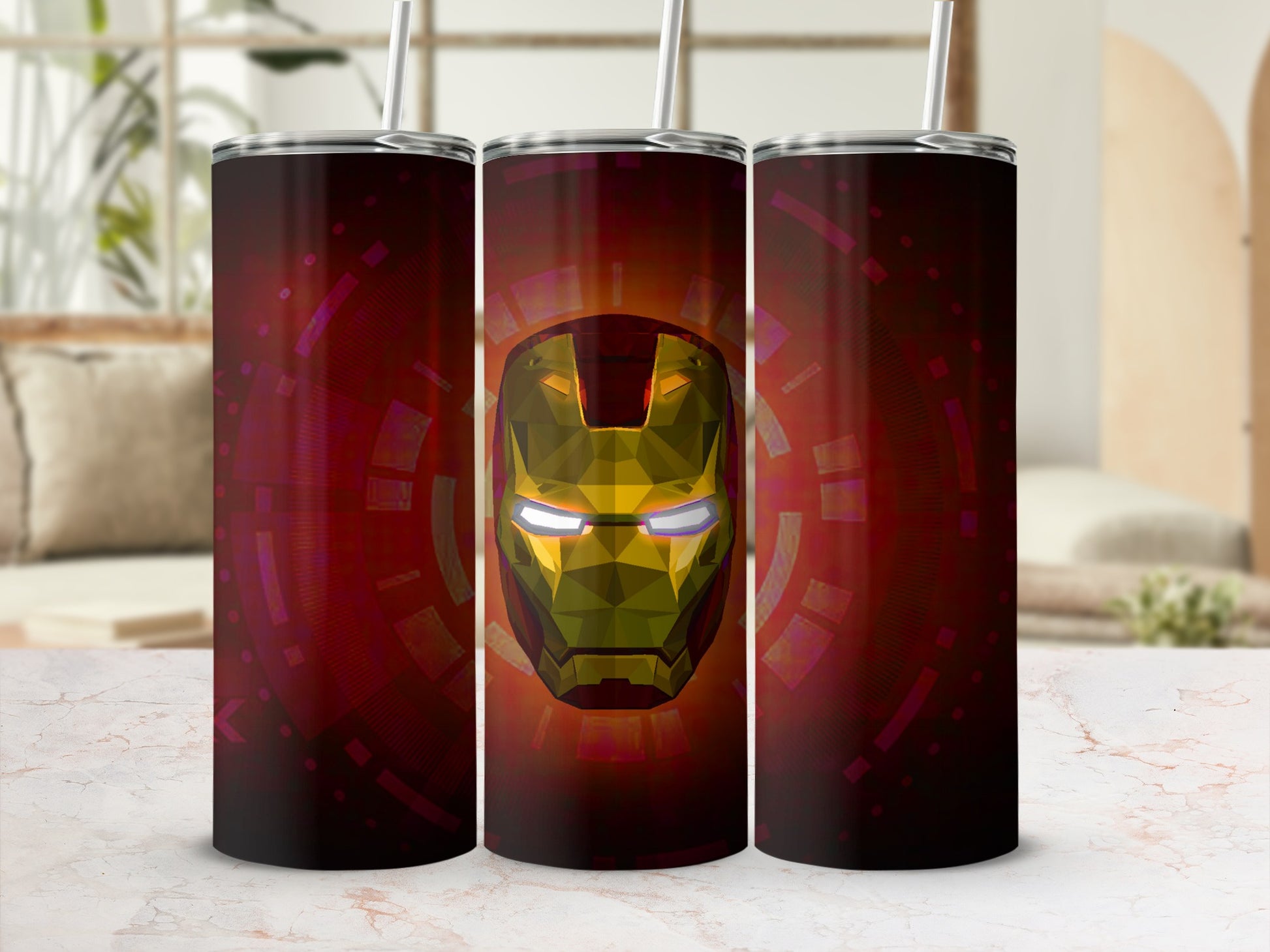 Geometric Iron Man Helmet Red Gradient Digital Design product type