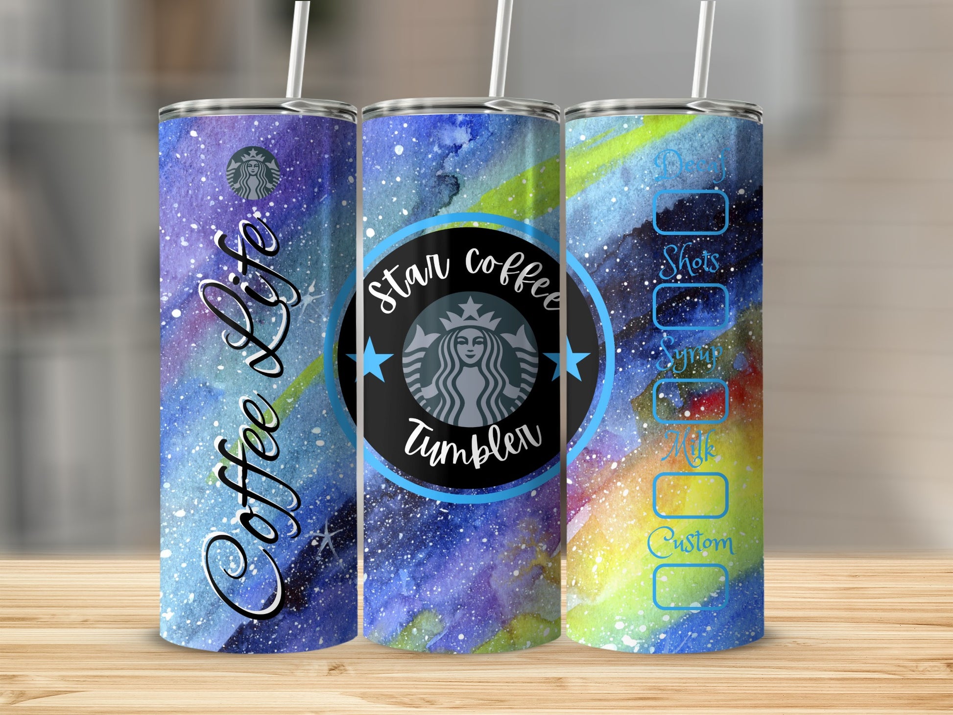 Colorful Galaxy Inspired Star Coffee Life Tumbler