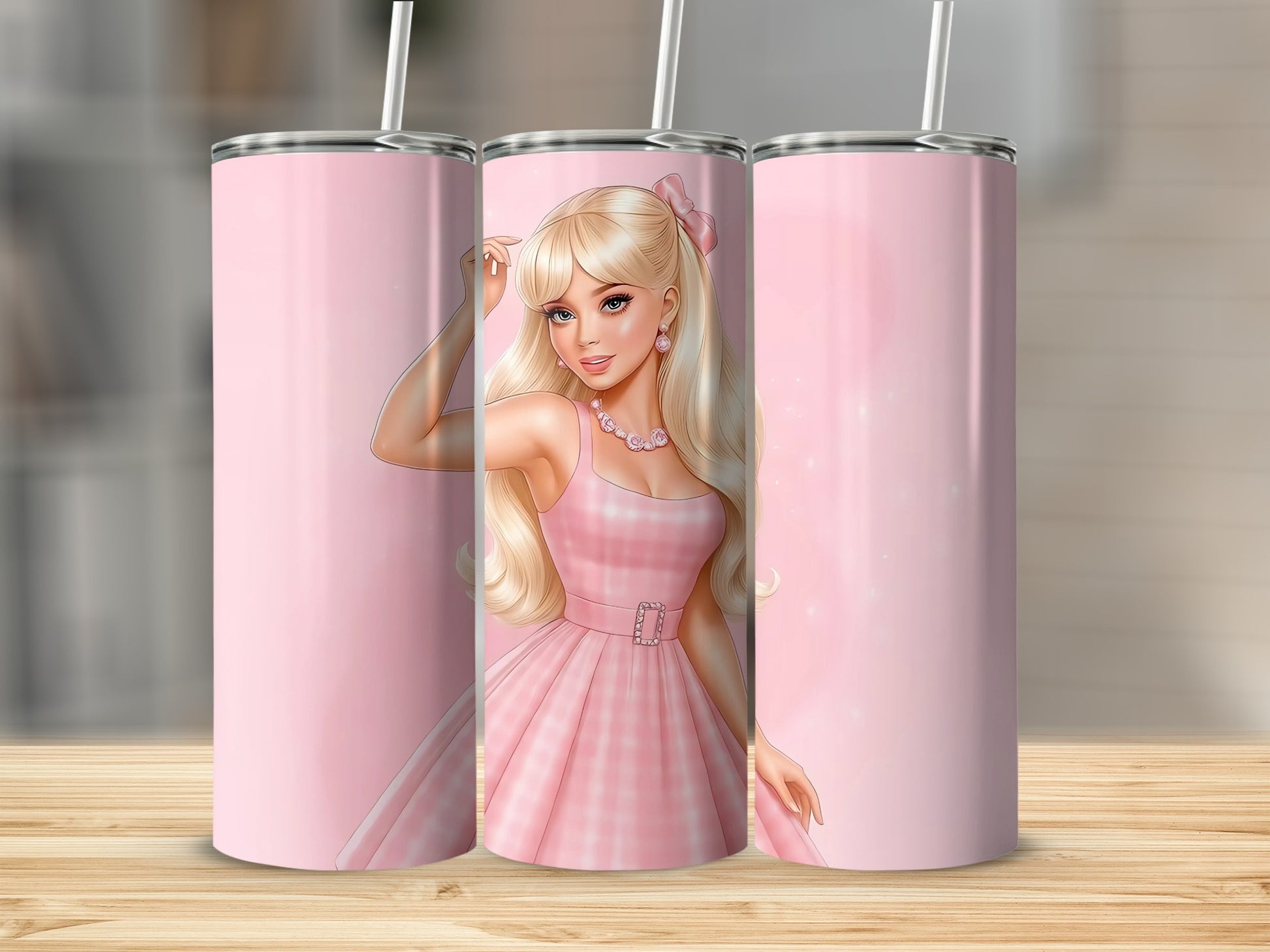 Pink Cartoon Character Themed Tumbler for Daily Use
