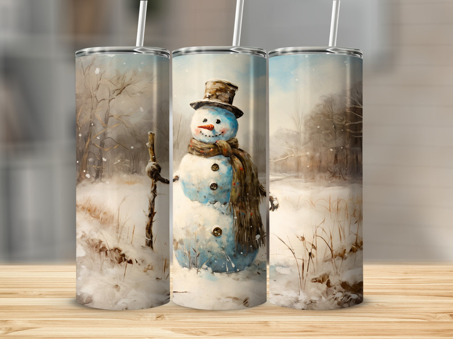 Frosty Snowman Winter Scene Tumbler Cup Product