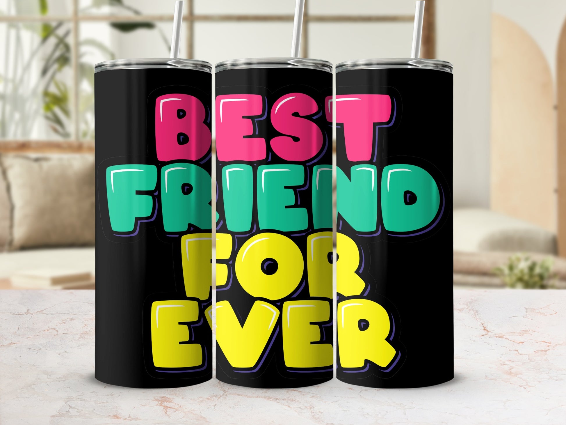 Best Friend Forever Colorful Tumbler Cup Gift