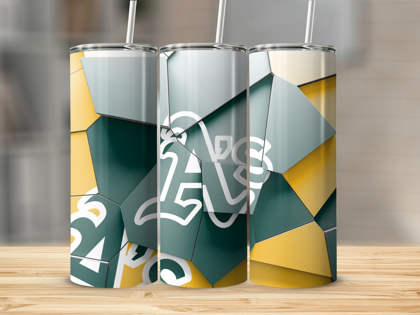 Athletics Logo On Geometric Pattern Background Tumblers