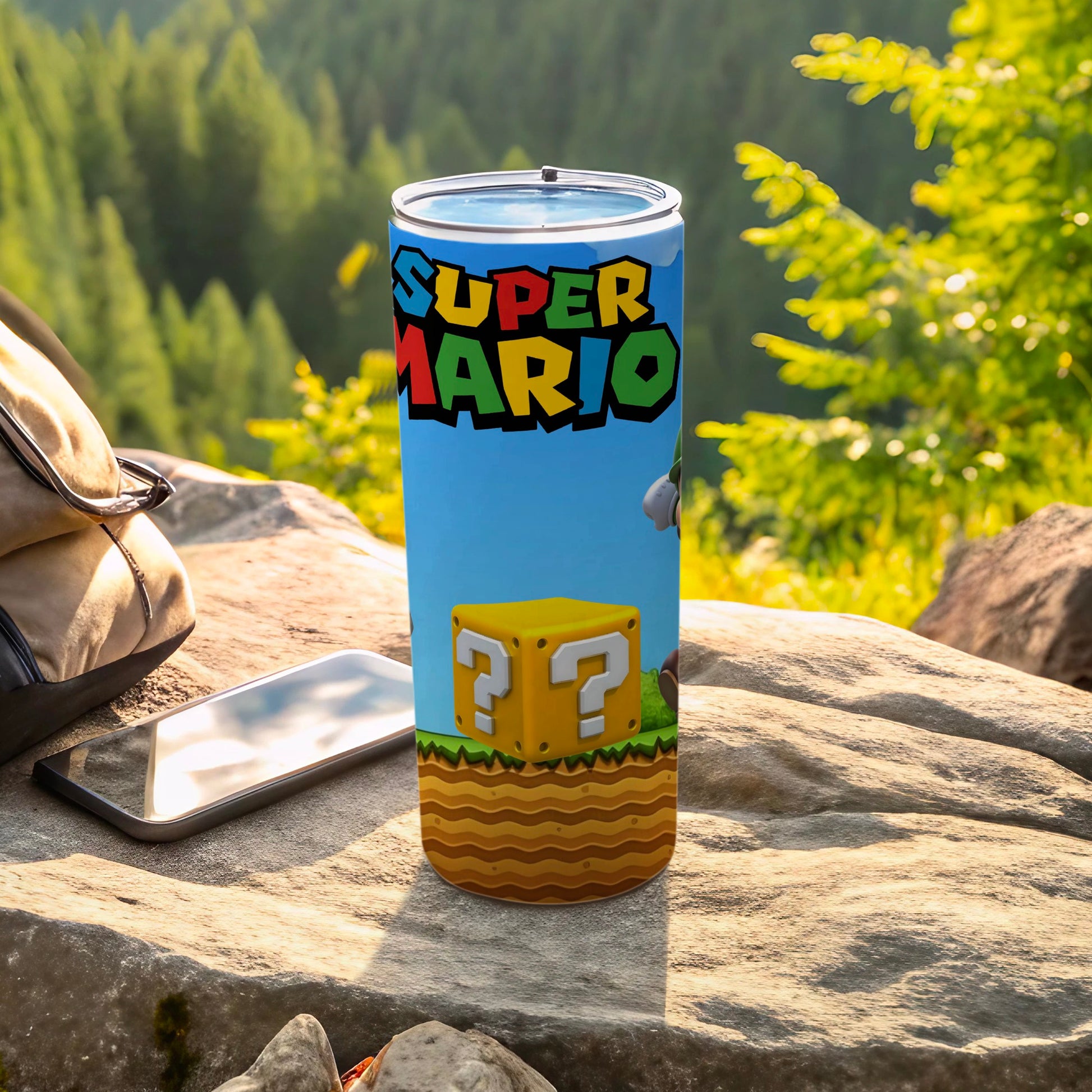 Fun Super Mario Tumbler with Iconic Question Mark Design