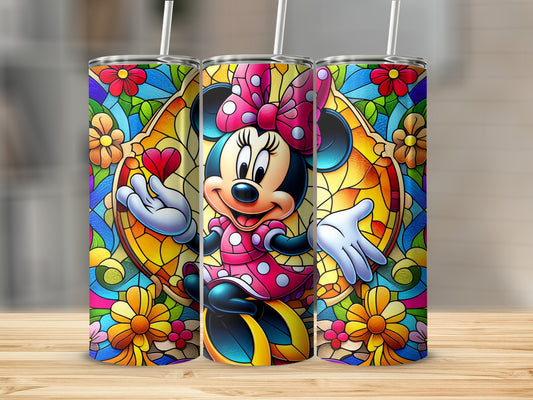 Colorful Floral Patterned Minnie Mouse Tumbler Product