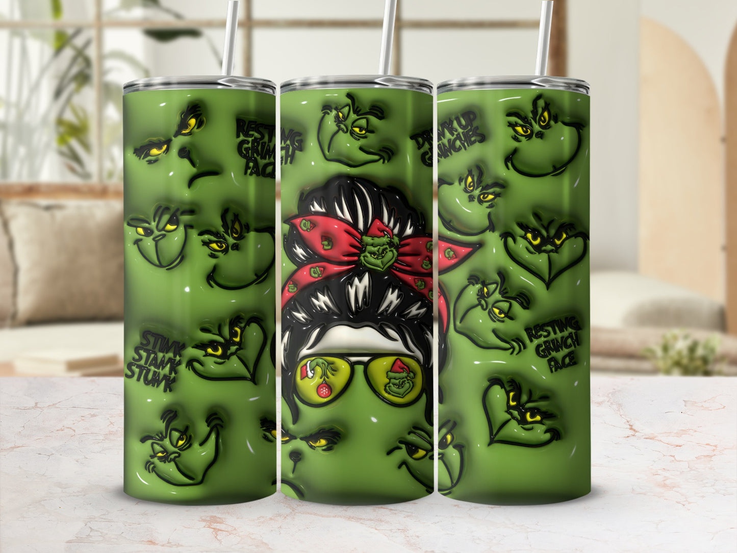 Grinch Stink Stank Stunk Resting Grinch Face Tumbler
