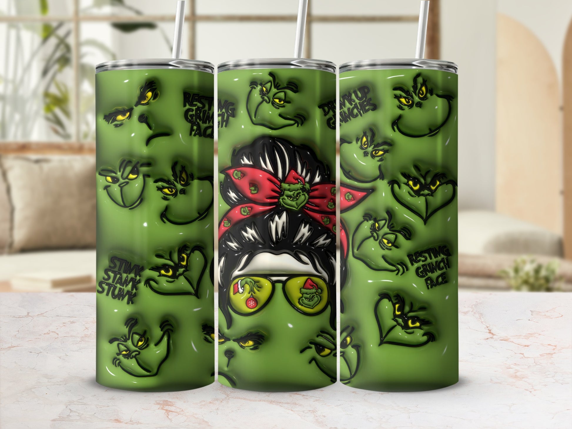 Grinch Stink Stank Stunk Resting Grinch Face Tumbler