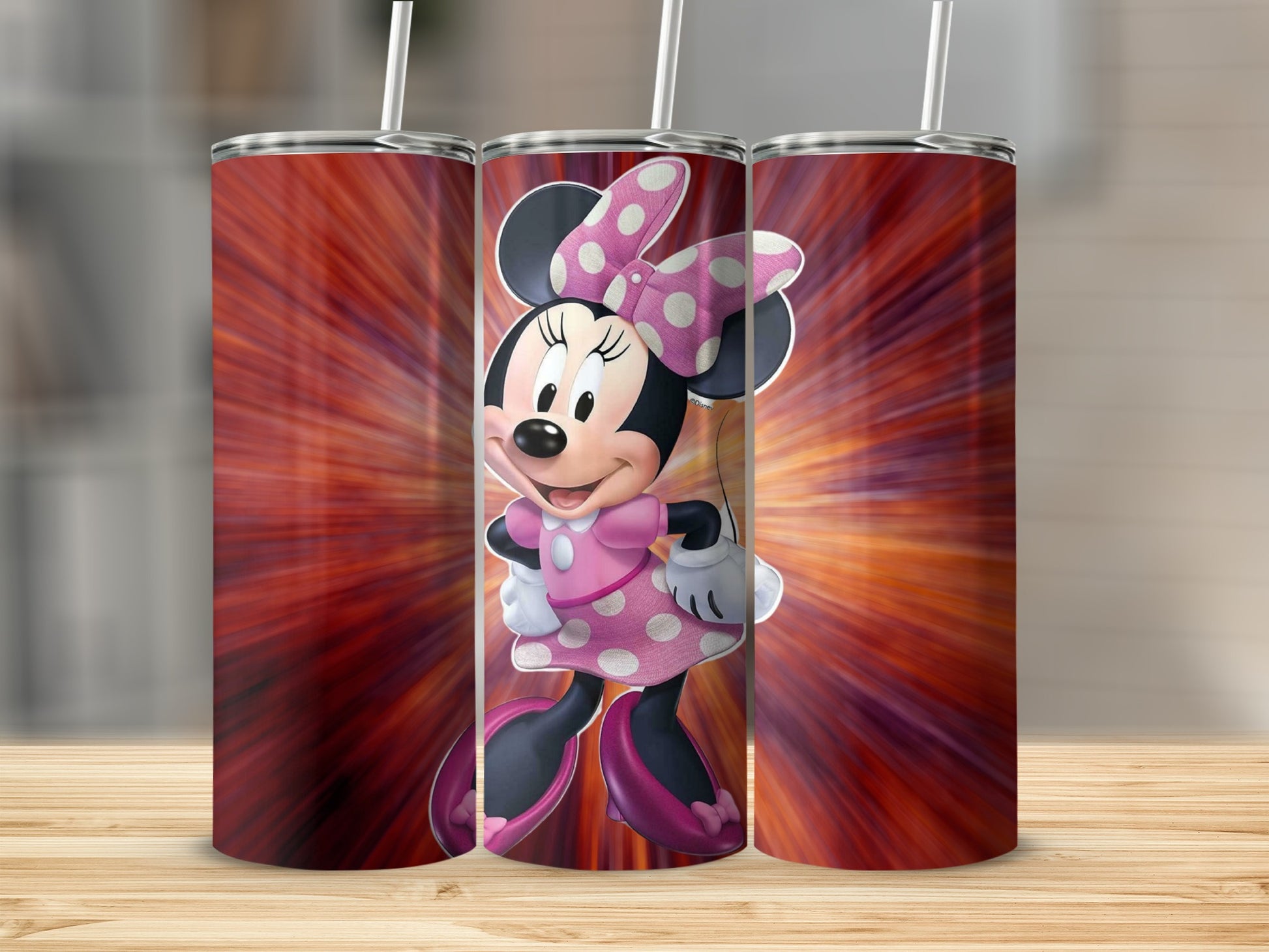 Minnie Mouse Tumbler with Colorful Background Design