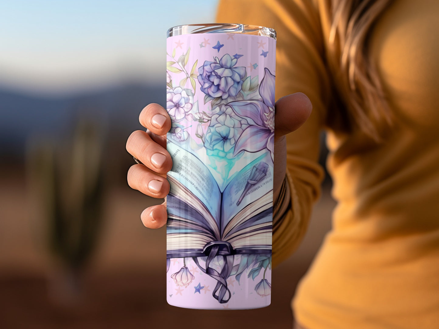 Beautiful Floral Open Book Design Tumbler Cup Product