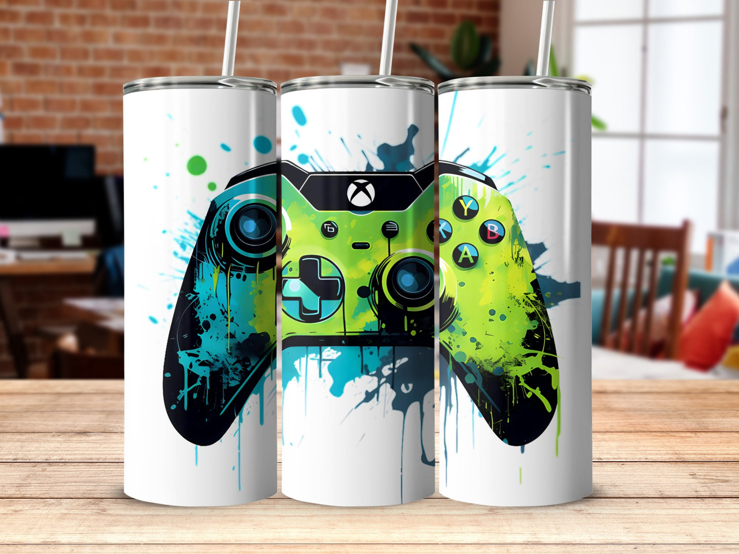 Vibrant gaming controller design tumbler product