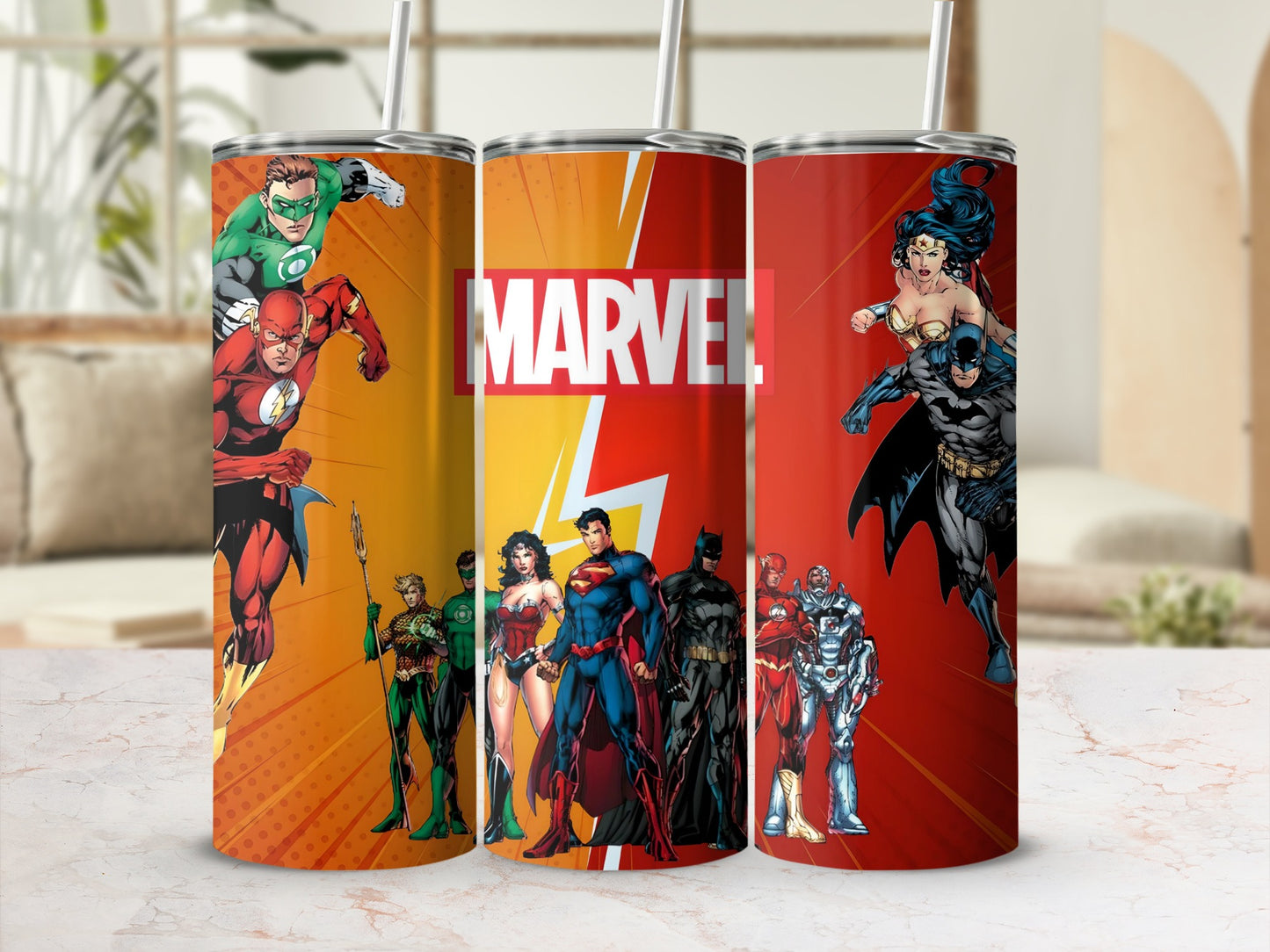 Marvel and DC Comic Heroes Insulated Tumbler Set