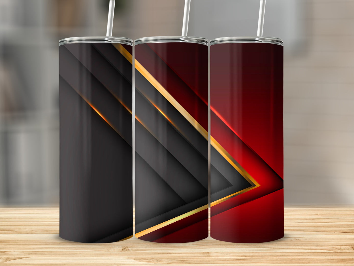 Abstract Gray Gold Red Arrow Background Pattern Tumblers
