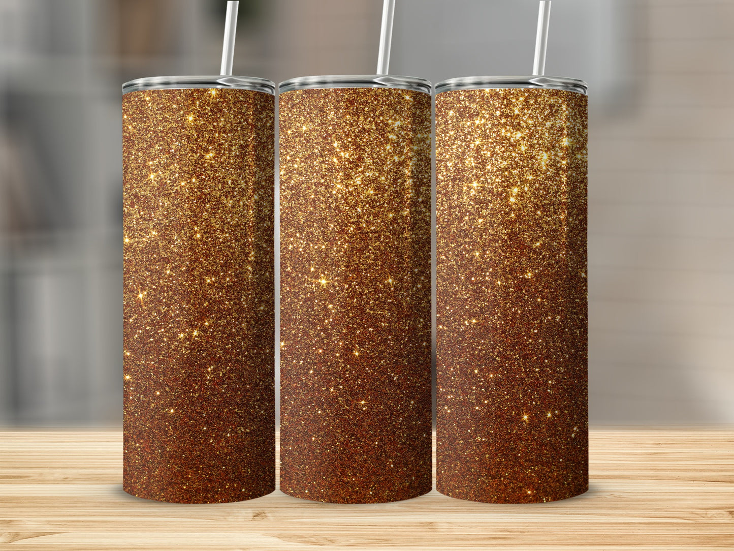 Glittery Sparkle Golden Drinkware Tumbler