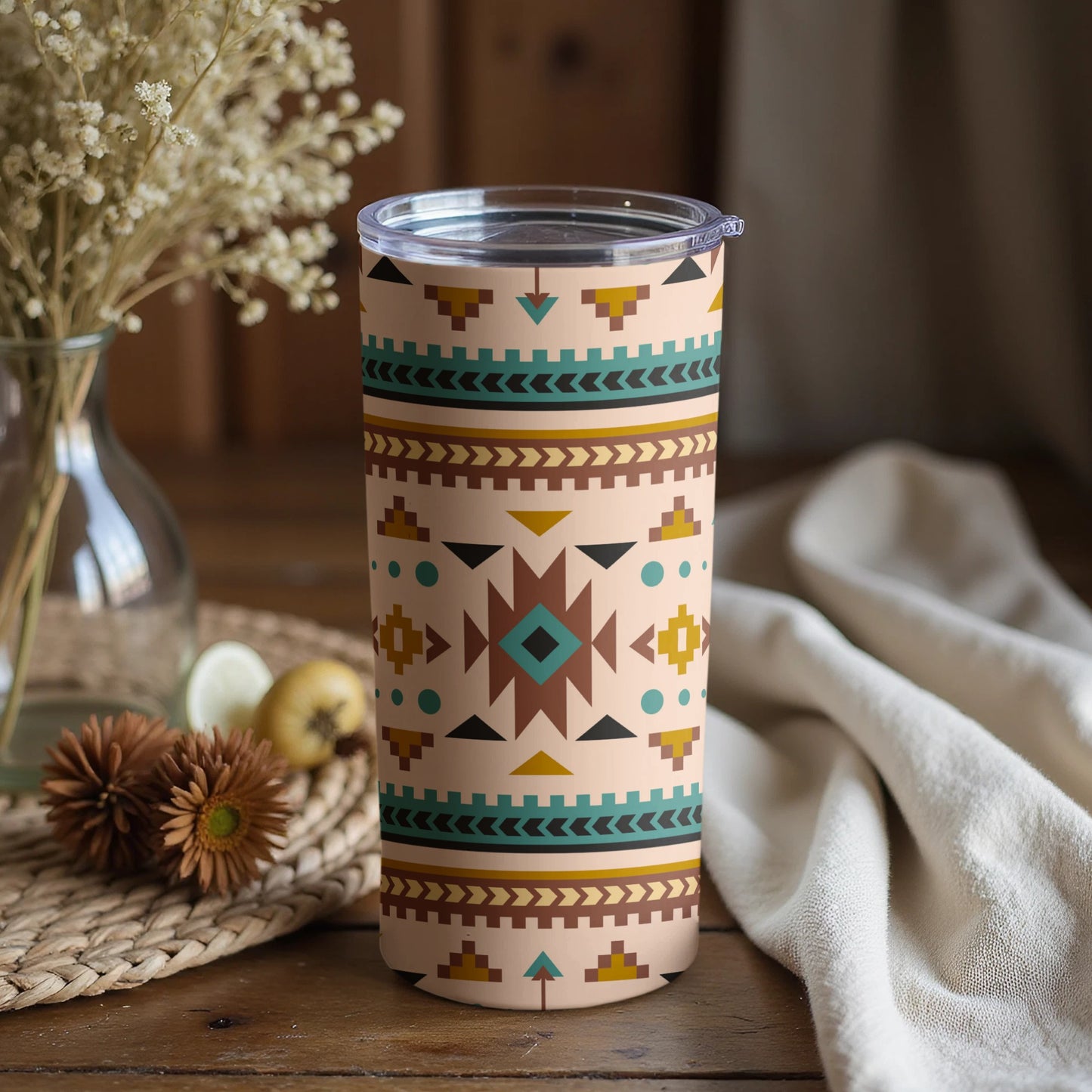 Colorful Geometric Tribal Print Insulated Tumbler