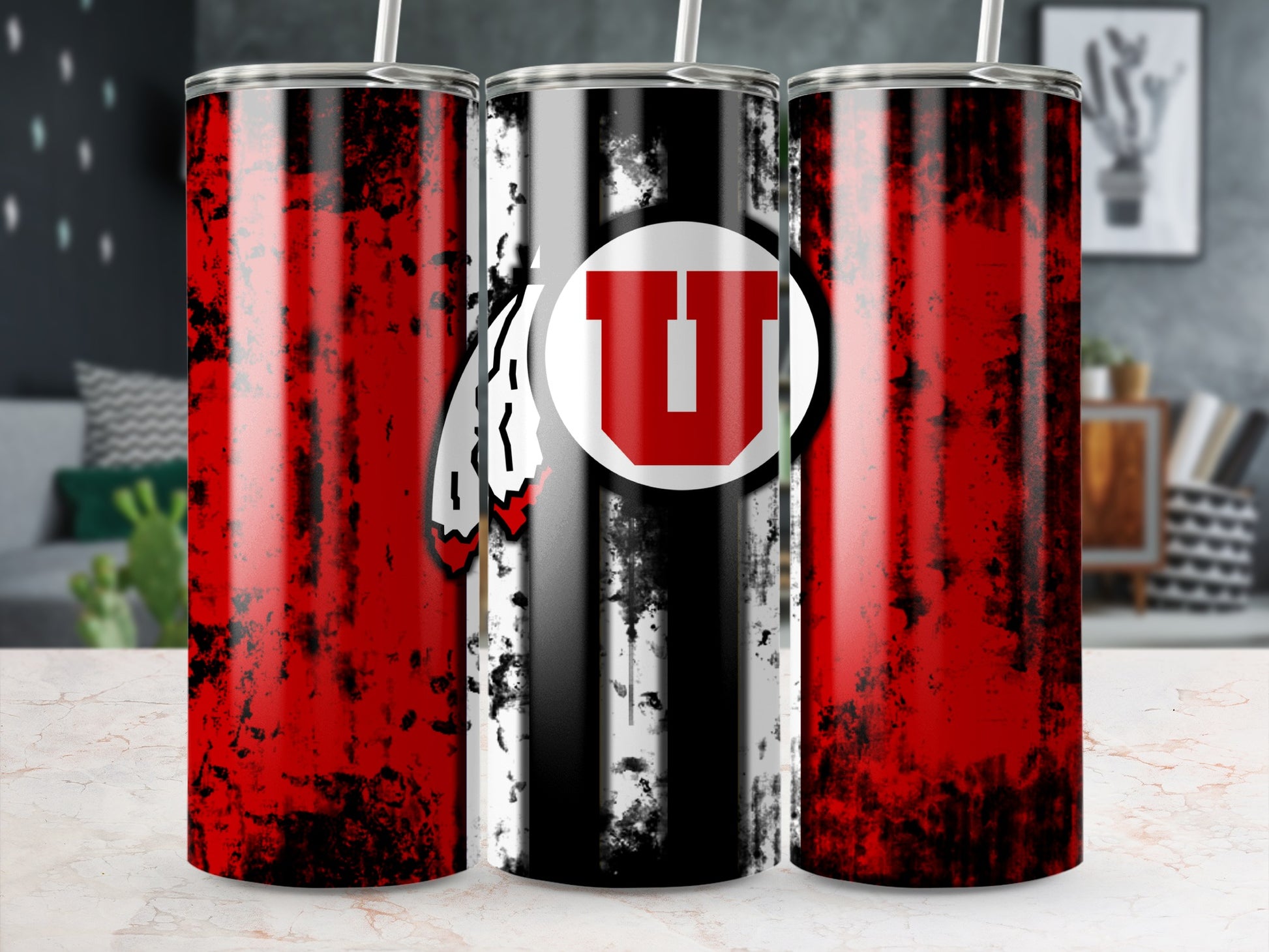 Utah Utes Grunge Style Insulated Tumbler Cups