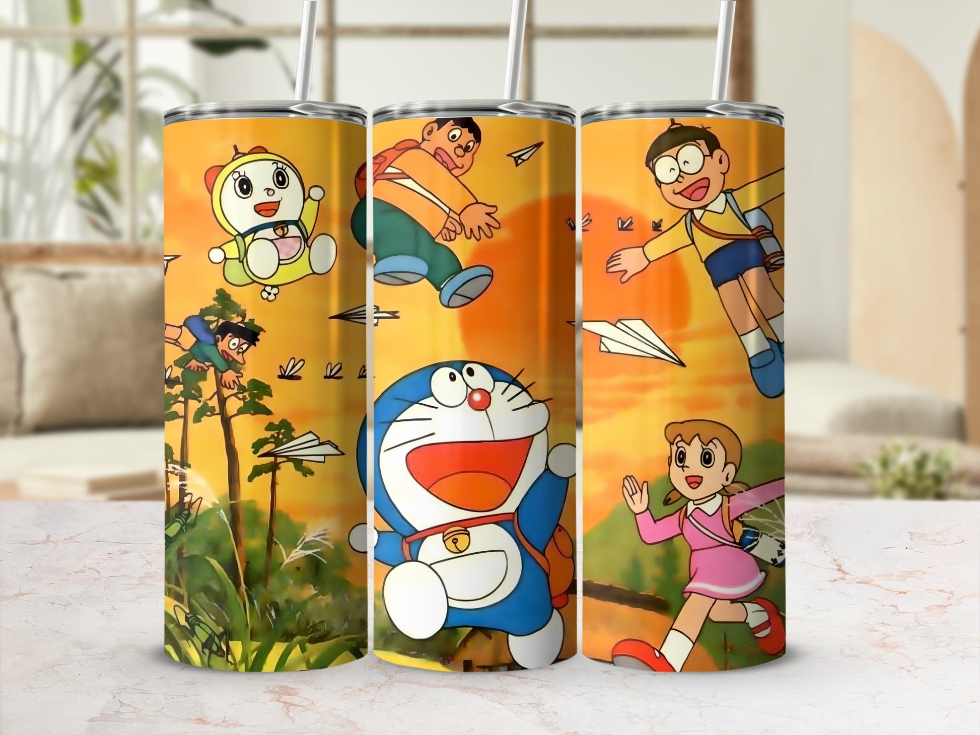 Animated Characters Tumblers for Kids 20oz With Straw