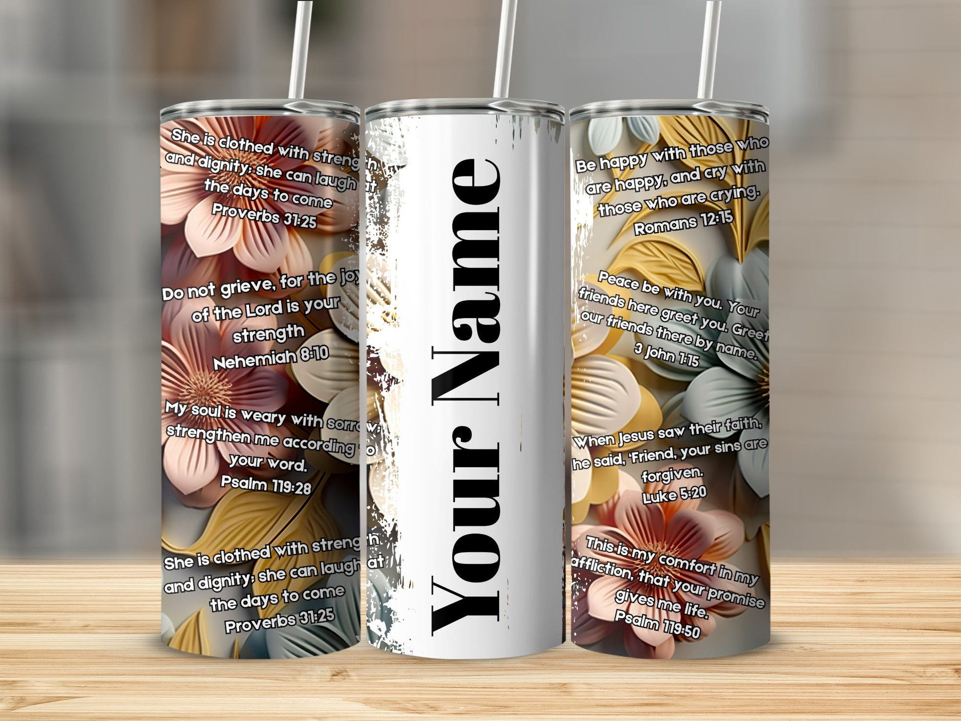 Inspirational Bible Verse Tumbler with Custom Name