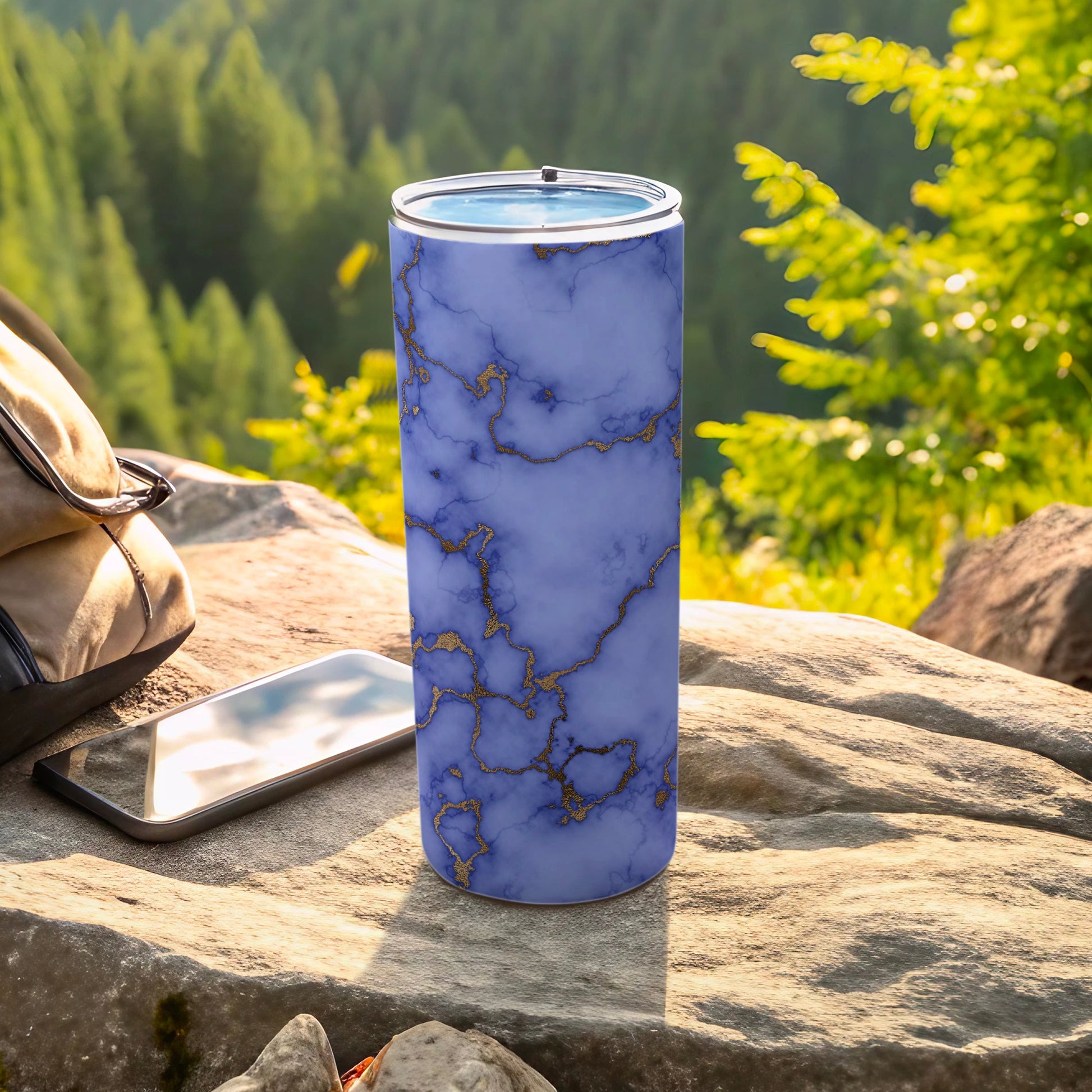 Blue Marble Gold Veins Outdoor Tumbler product type