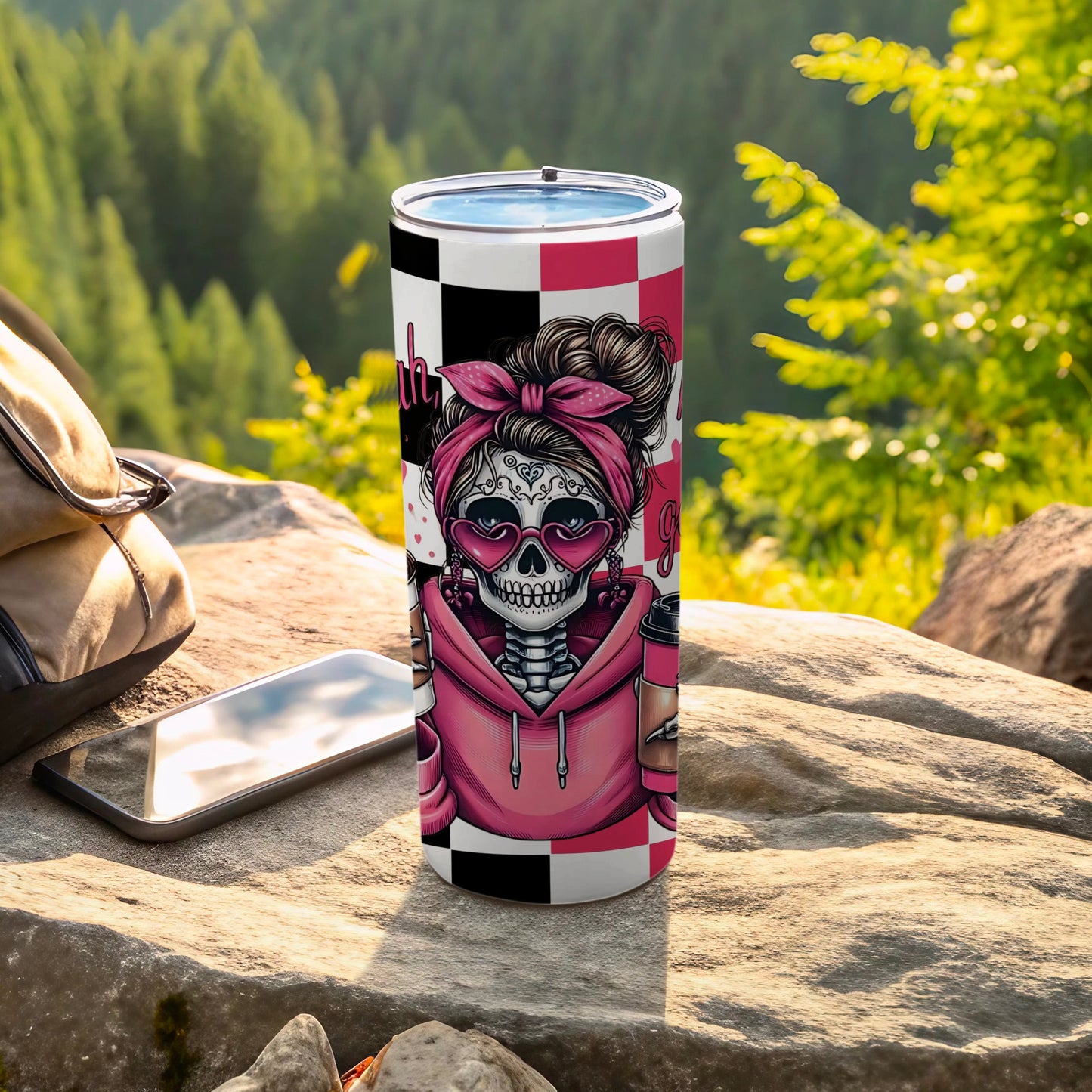 Sugar Skull Girl With Sunglasses Design Tumbler