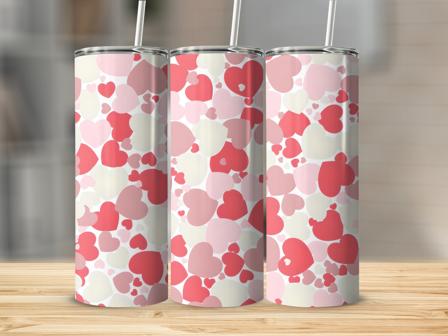Colorful Heart Patterned Drinkware Tumbler Design