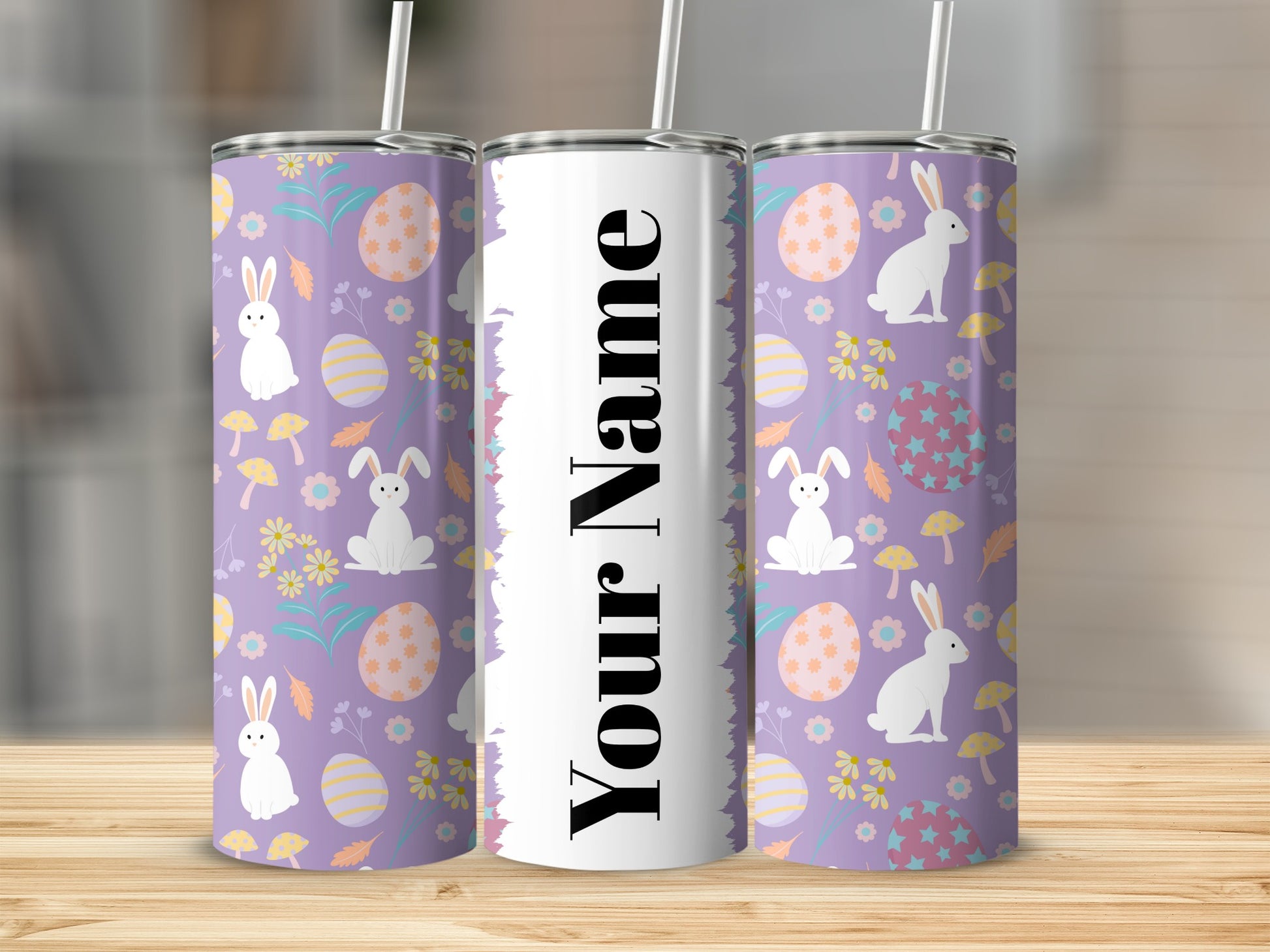 Personalized Cute Bunny and Easter Eggs Tumbler