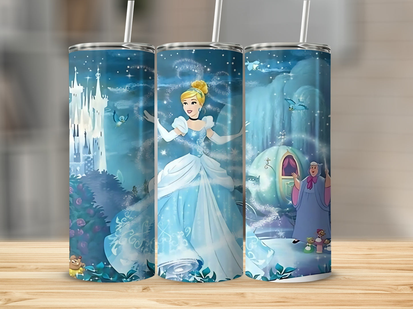 Enchanting Blue Princess Castle and Coach Tumbler