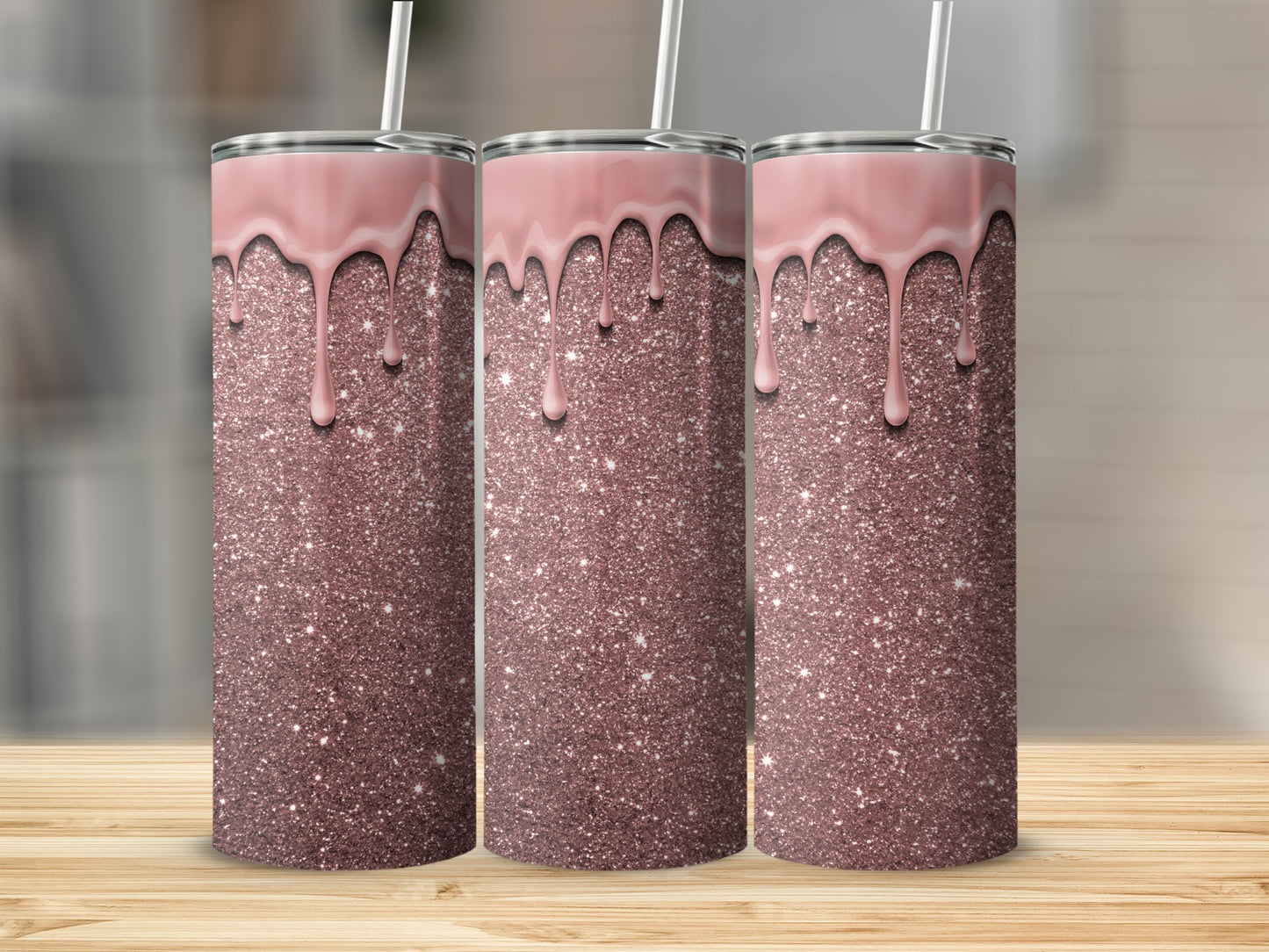 Sparkling Rose Gold Pink Glitter Tumbler product