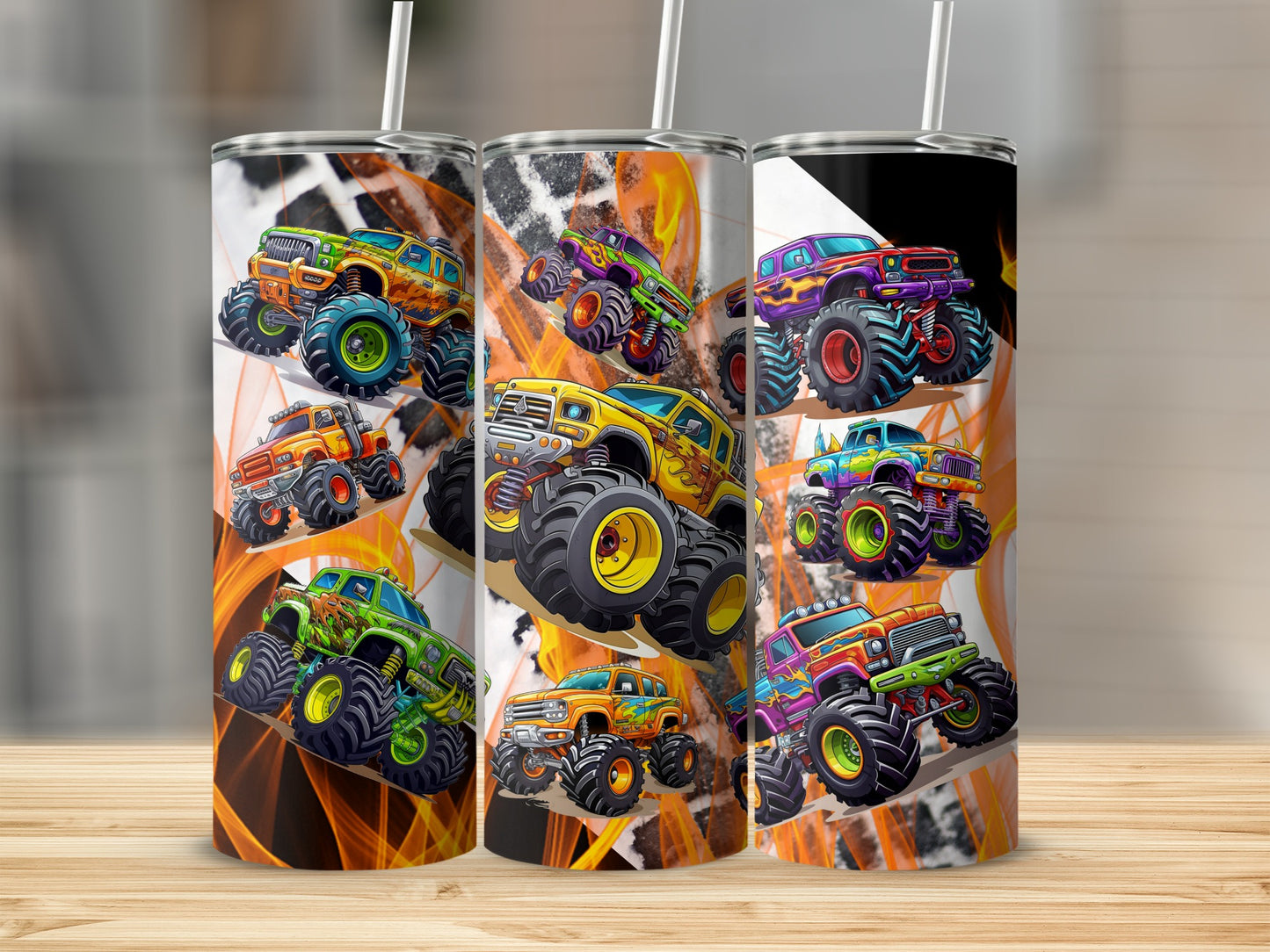 Colorful Monster Trucks Vehicles Race Design product type